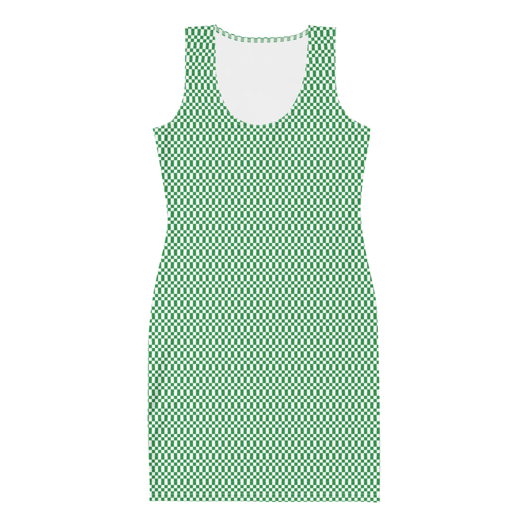 Green Micro Checker Dress